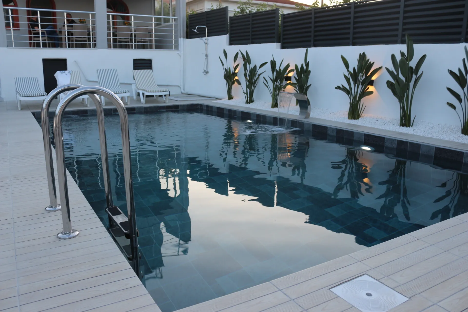 Inviting steps leading into the private swimming pool