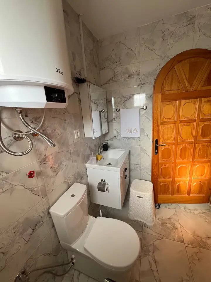Bathroom feature with modern sink and toilet